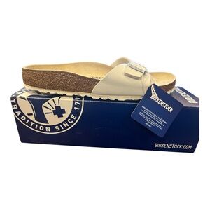 Birkenstock Madrid BS White Leather Slide Sandals